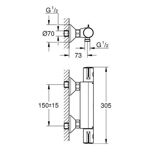 Grohe Grohtherm 800 Duscharmatur Thermostat Mischbatterie # 34558000