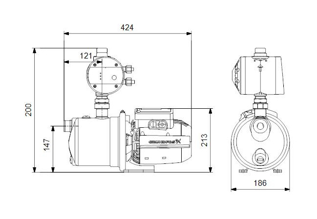 Grundfos Jetpumpe Gartenpumpe JP 4-54 PM 1 Hauswasserwerk selbstansaugend