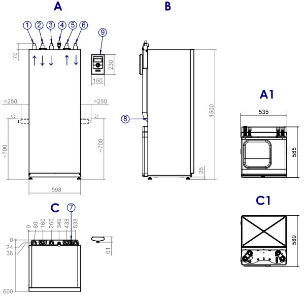 Novelan Sole Wasser Wärmepumpe Compact SICV 6.2H3 heizen 2-6 kW Innenaufstellung