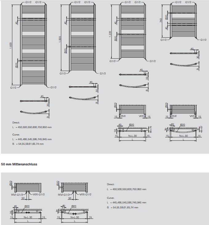 Badheizkörper Set Buderus Logatrend Therm Handtuchheizkörper gebogen o. gerade