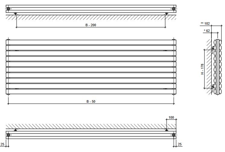 Design Paneelheizkörper horizontal - Forte weiss Heizkörper Badheizkörper Duo