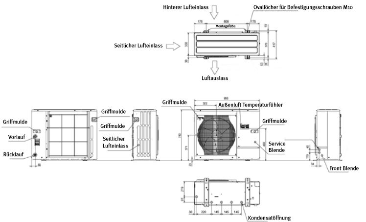 Remeha Luft-Wärmepumpe Hybrid Paket HybridPlus HP 390-5 für Gas - Ölbrennwert