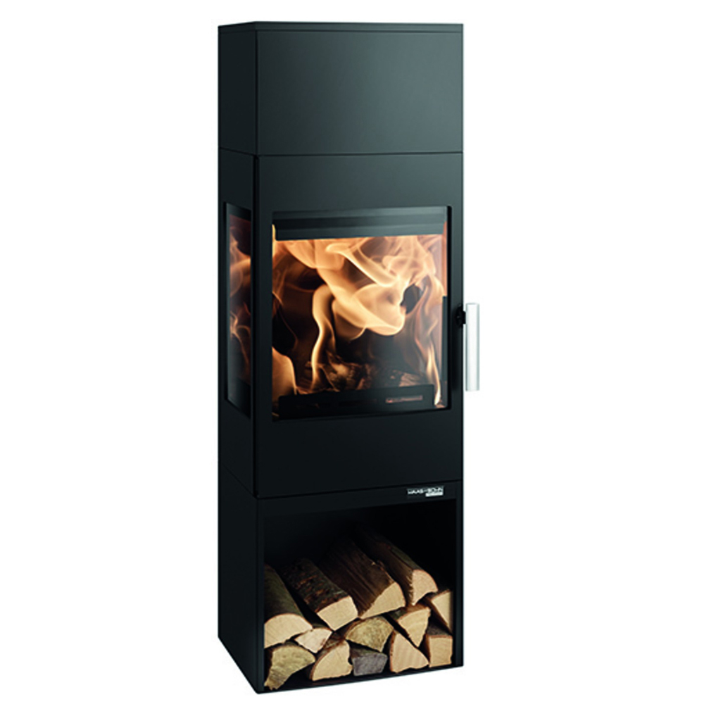 Kaminofen Haas & Sohn Salzburg easy Holzfach perl schwarz 6 kW Kamin Ofen