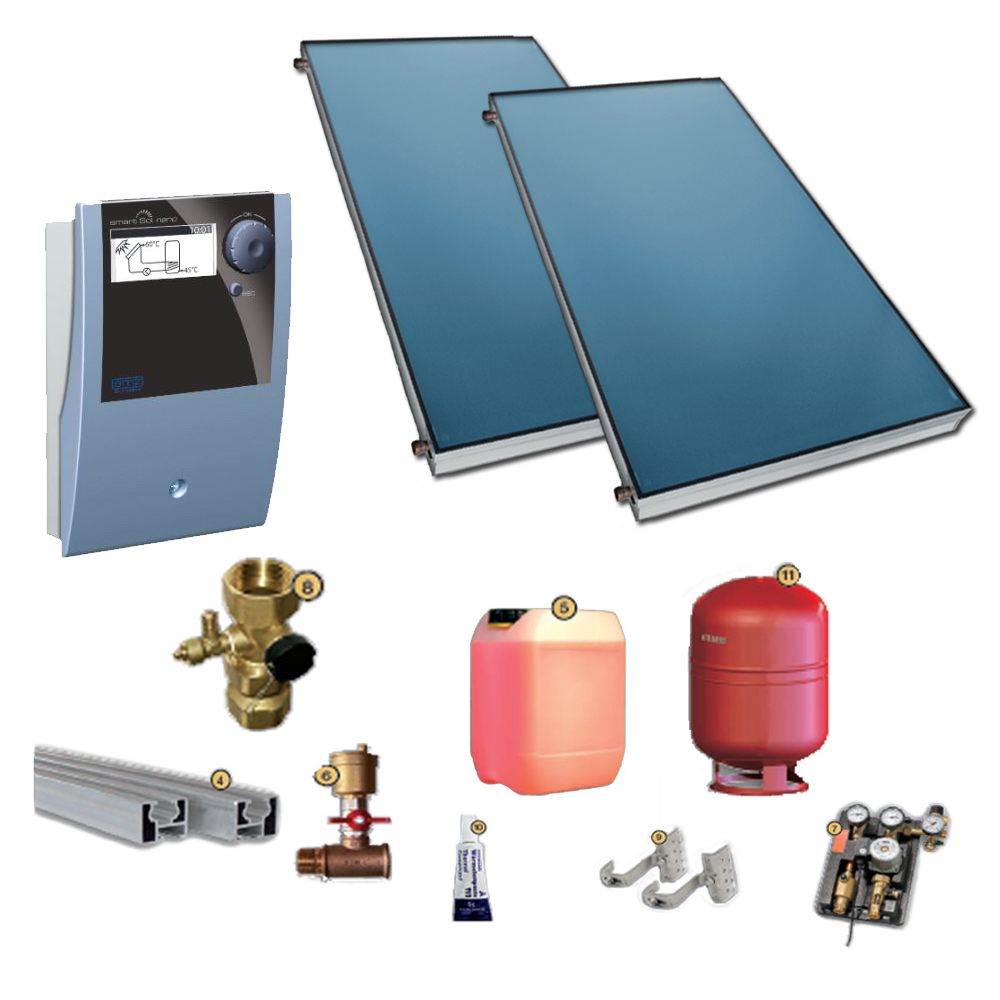 TWL Solaranlage FK200-4 Flachkollektorset 9,36 m² Solarpaket Trinkwasser Heizung