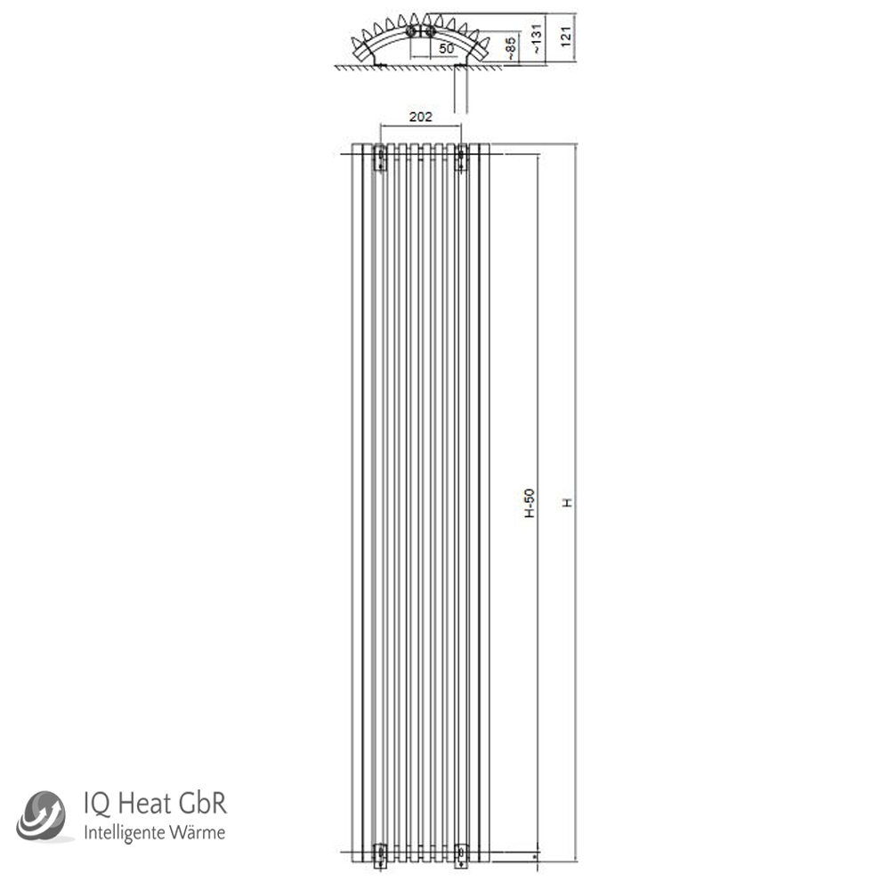 Design Röhrenheizkörper Radiator Aurora W Heizwand Vertikal Paneel Heizkörper