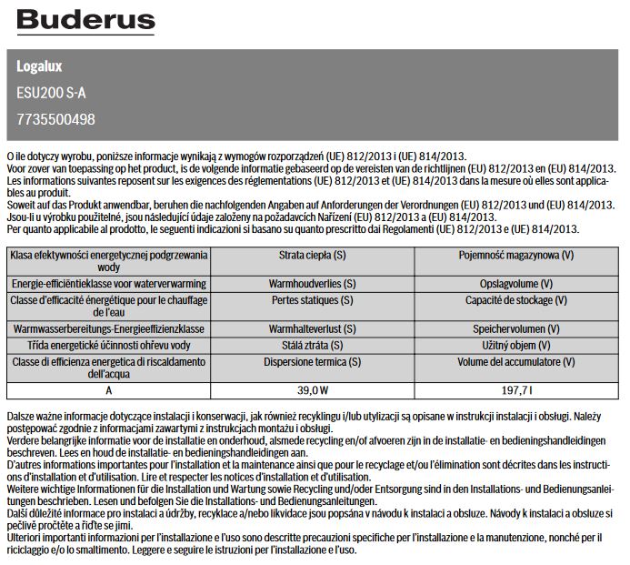 Buderus Edelstahl Warmwasserspeicher Logalux ESU200 S-A Trinkwasserspeicher