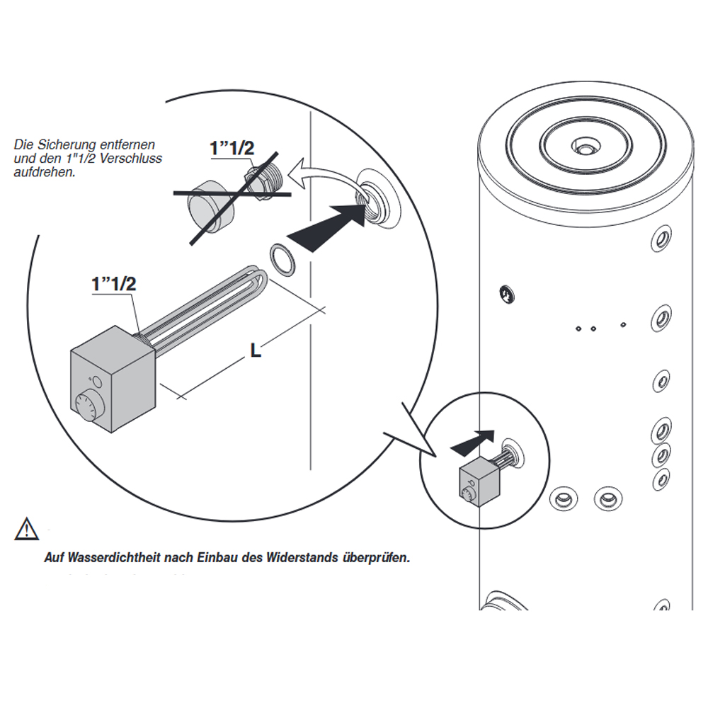 Riello Elektroheizstab für Warmwasser und Pufferspeicher 3,8 kW 400V DN40