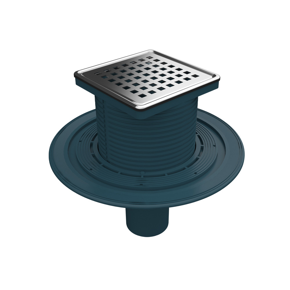 MERT Flach Bodenablauf Duschablablauf 100 x 100 mm Edelstahlrost DU-250-10-1