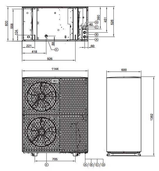 Viessmann Luft Wasser Wärmepumpe Vitocal 252-A 8,1 kW Monoblock Zubehör rechts