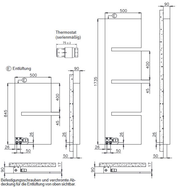 BEMM Sequenze Designer Heizkörper - weiß RAL 9016 - 845 x 500 mm