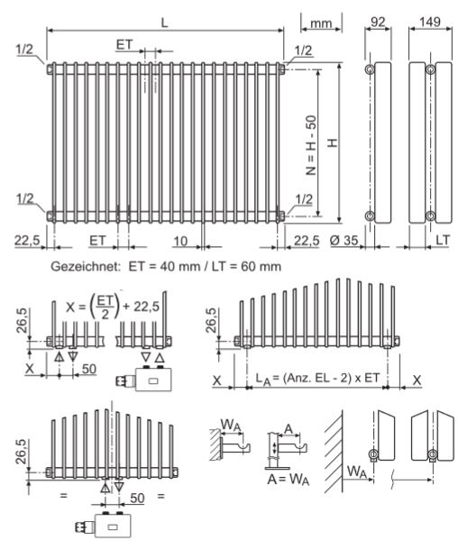 BEMM Exra - Stahlröhrenradiator Röhrenheizkörper Glieder Radiator Heizkörper MA