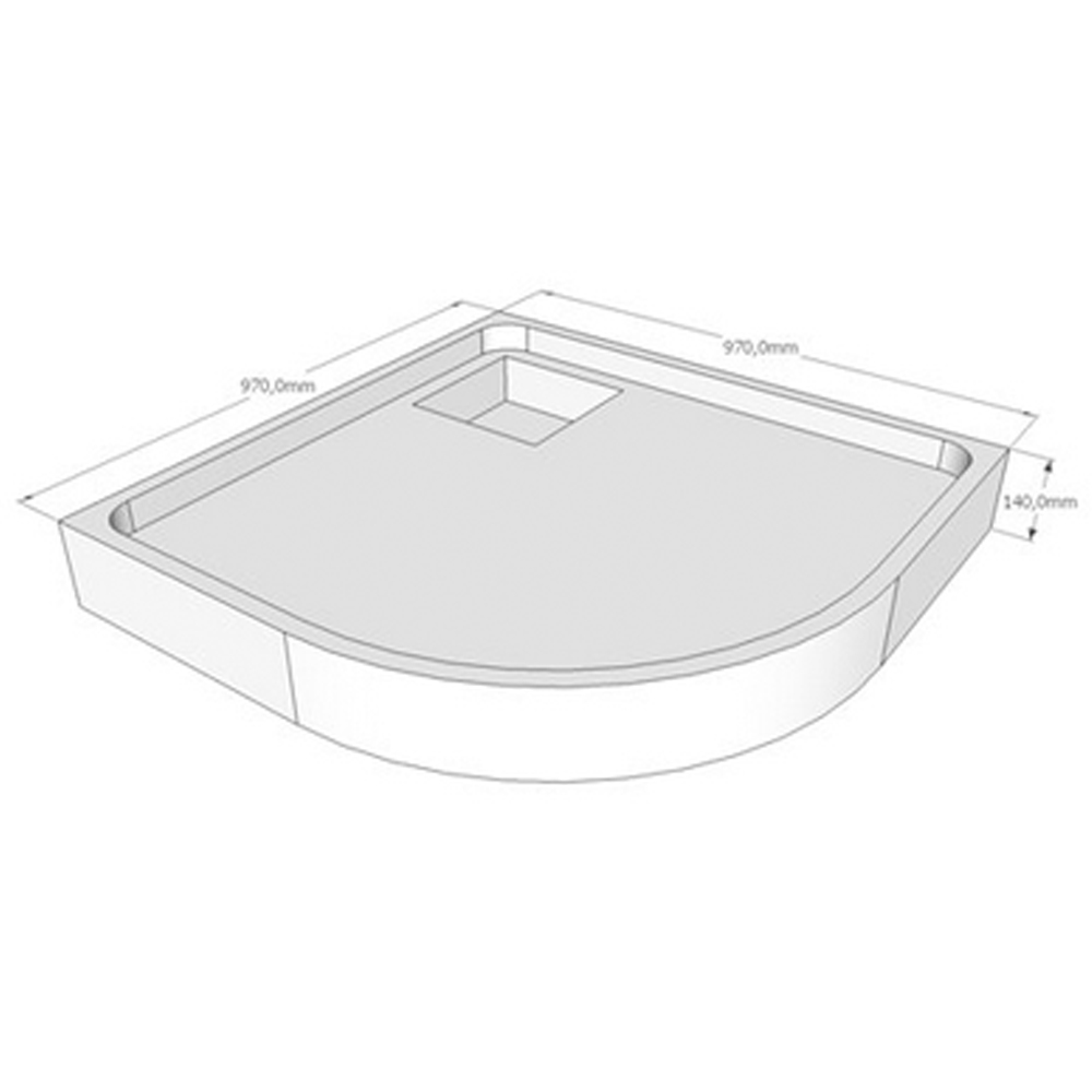 Acryl Viertelkreis Duschwanne Ramera 100 x 100 cm R55 Träger Fußgestell Tempople