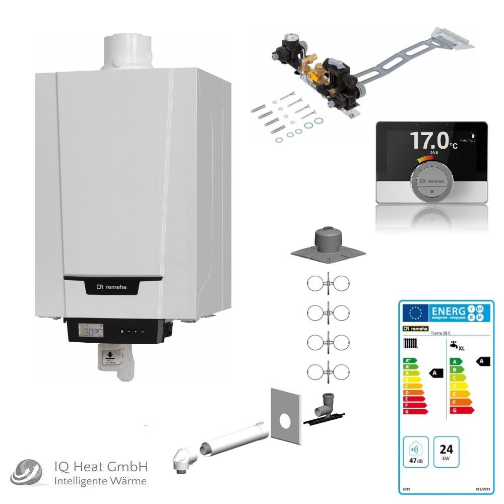 Remeha TZERRA Ace 28 C Gasbrennwert Kombitherme Paket Abgas Schacht Zubehör