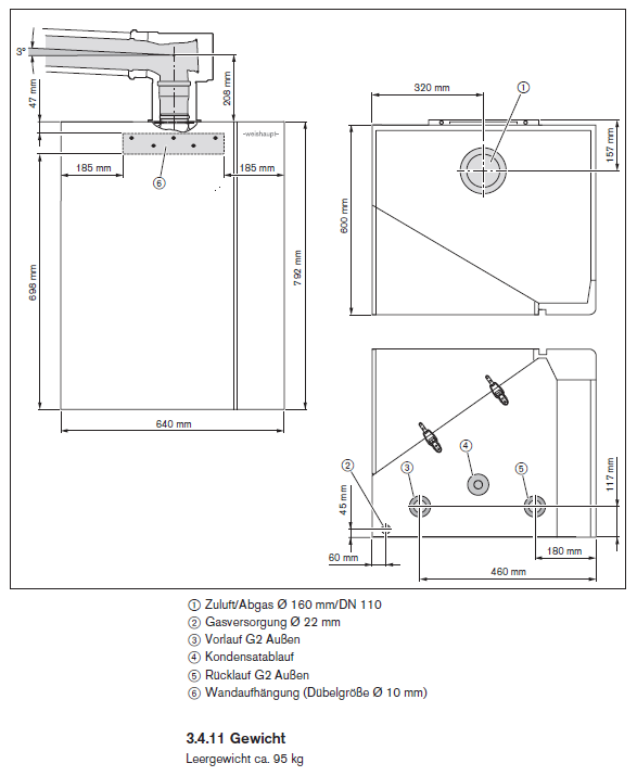 Weishaupt Gas-Brennwertgerät WTC GW 80 A 13,4 bis 80 kW Thermo Condens