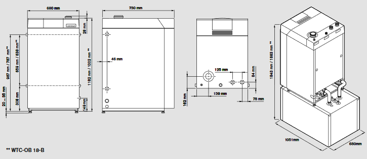 Weishaupt Ölbrennwertkessel WTC-OB 25-B Ausf. H-0 zweistufig Purflam-Blaubrenner