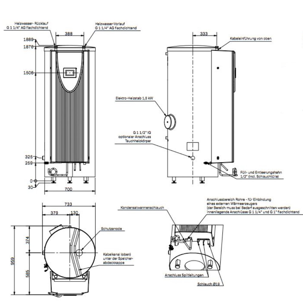 Glen Dimplex Split Wärmepumpe LIA 0911 BWCF M Heizen Kühlen und Warmwasser