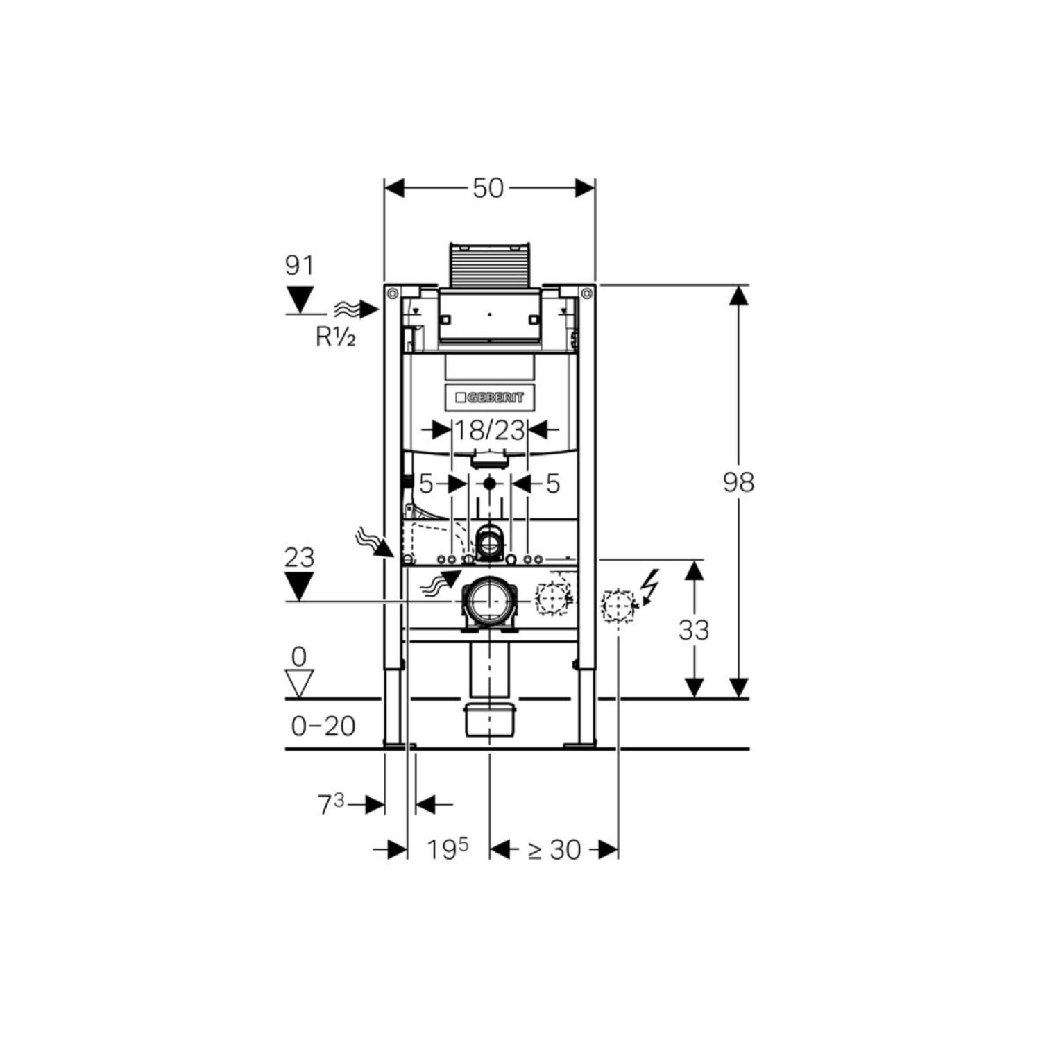 Geberit Duofix WC Vorwandelement 980 mm mit Omega Spülkasten 111.030.00.1