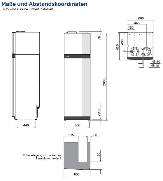 NIBE Abluftwärmepumpe S735 4 kW Heizung Lüftung Brauchwasserspeicher 066127