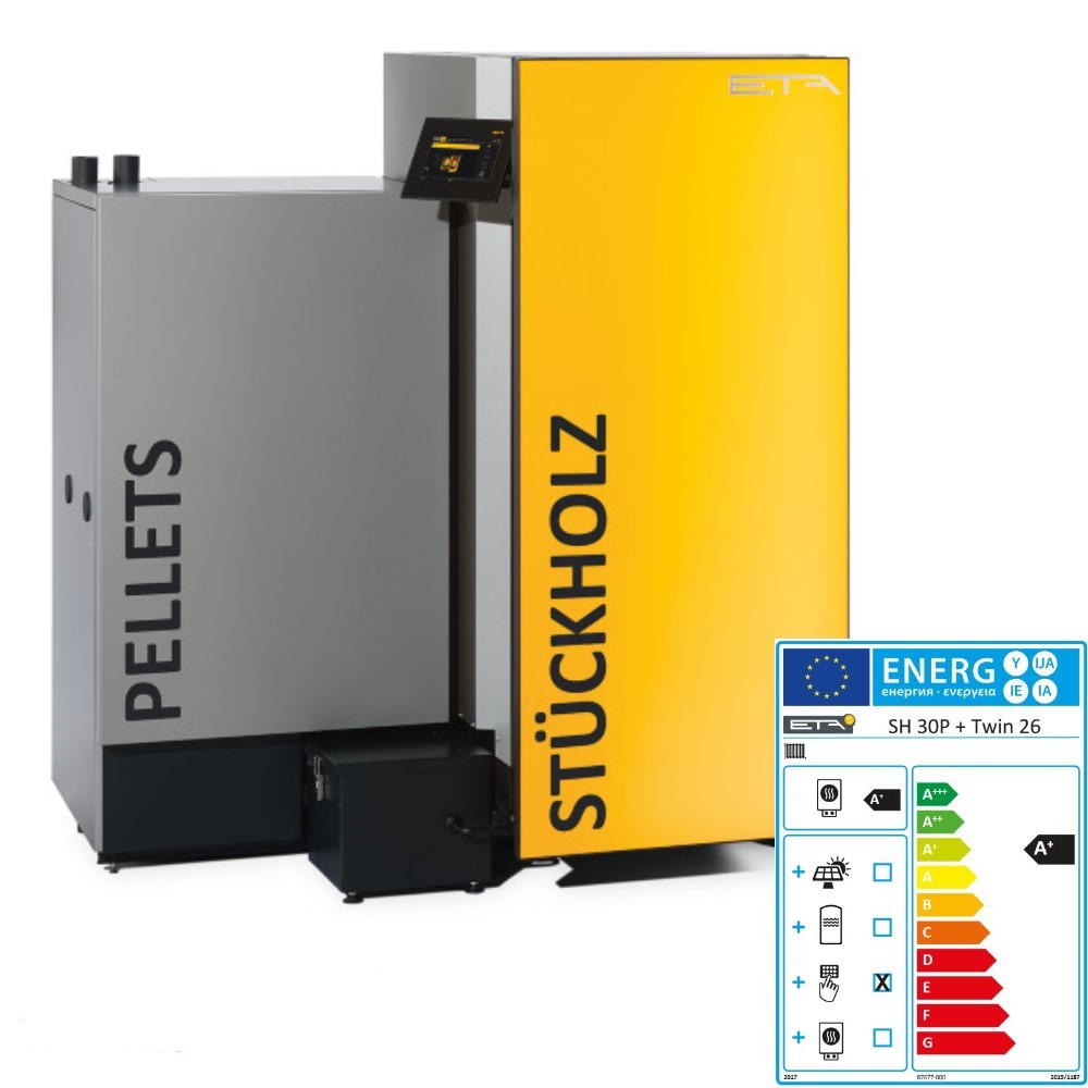 ETA Kombikessel TWIN 30/26 links Stückholzkessel SH-P und Pelletbrenner TWIN