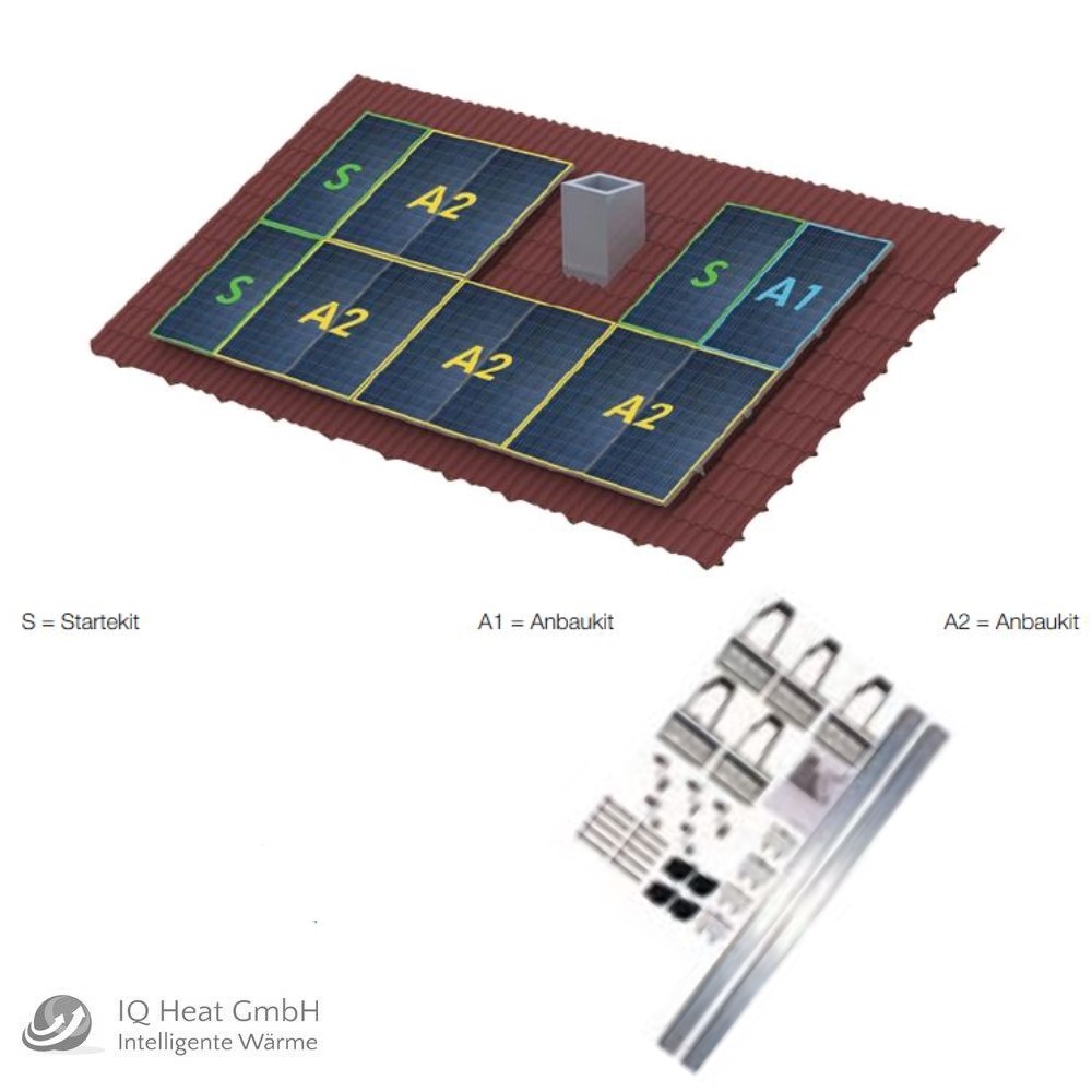 Buderus S1 Sarterkit RH 40 silber für 1 PV-Modul Aufdach Montagesystem Dachhaken