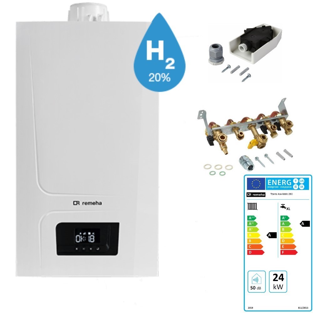 Remeha Paket Gas Brennwert Kombiheizkessel Tzerra Ace-Matic 28 C 28 kW