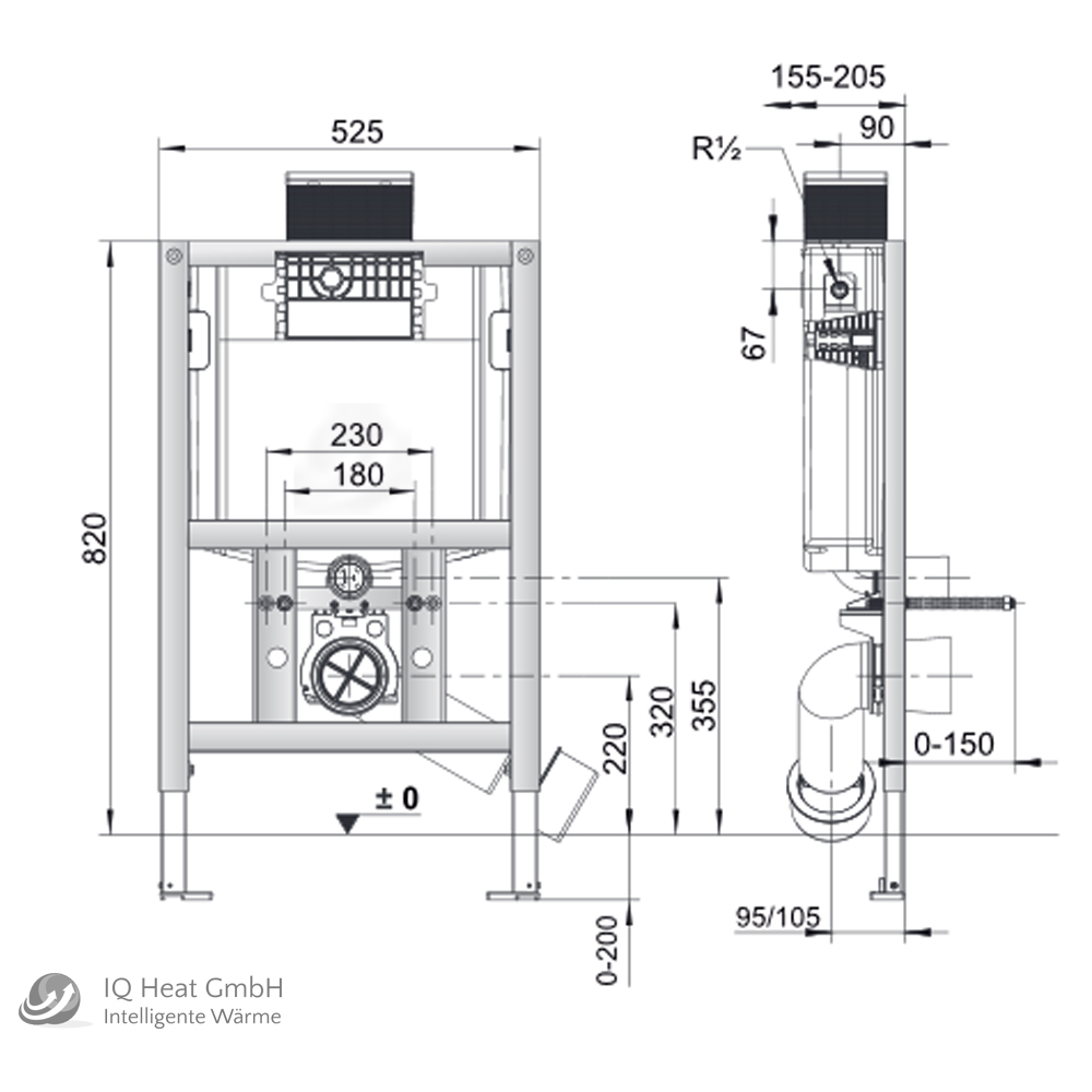 VIS CONEL WC Vorwandelement 820 cm WC-Element UP-Spülkasten Freshbox