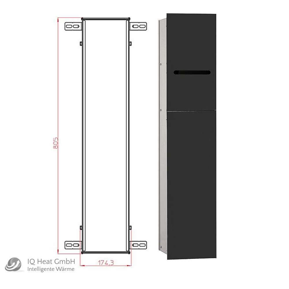 WC Modul emco asis 2.0 Anschlag rechts schwarz Wandcontainer Einbaurahmen