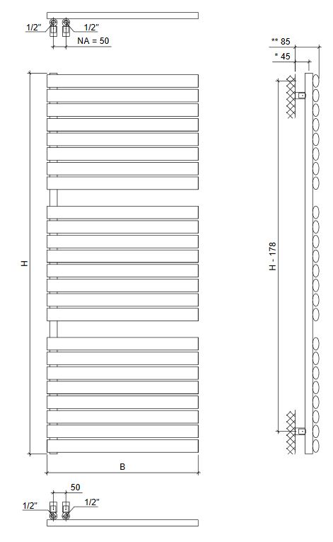 Design Badheizkörper Forte Up anthrazit - Paneelheizkörper horizontal Badwärmer