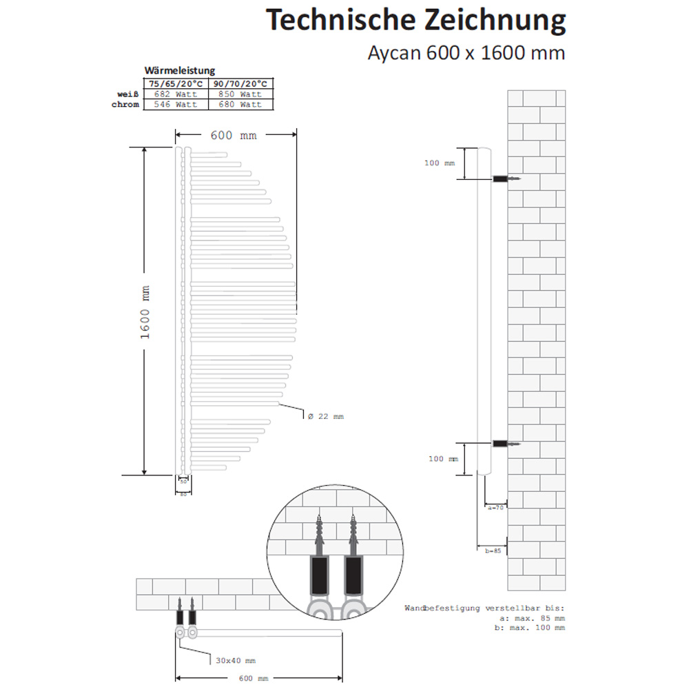 Design Badheizkörper Aycan Heizkörper Handtuchheizkörper weiß chrom