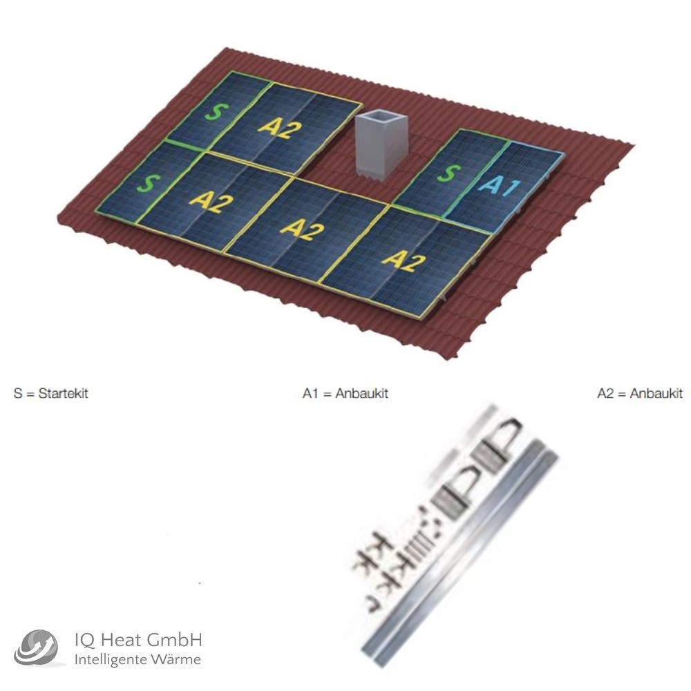 Buderus A2 Anbaukit RH 40 silber für 2 PV-Module Aufdach Montagesystem Dachhaken