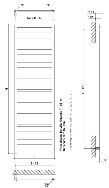 Design Badheizkörper Scala Vera chrom - Badwärmer Handtuchheizkörper Heizkörper