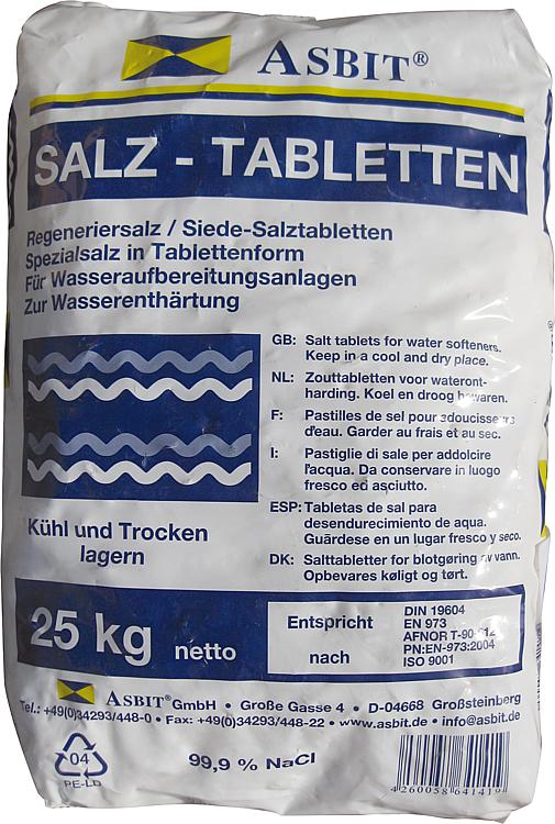 Salztabletten Regeneriersalz Siede Tablettensalz 40 Sack 25 KG Enthärtungsanlage