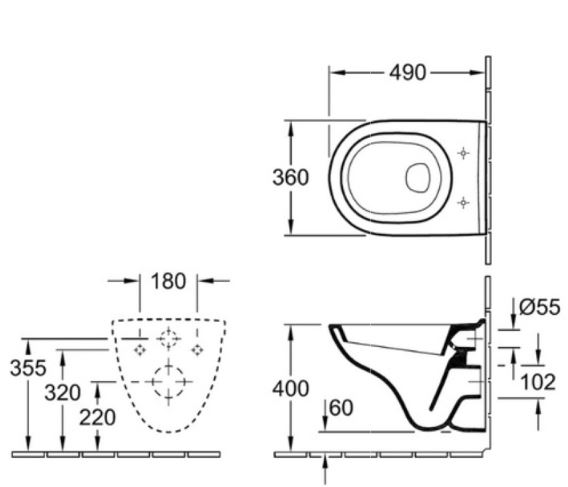 Villeroy & Boch WC Combipack O.Novo Compact mit Softclose WC-Sitz Spülrandlos