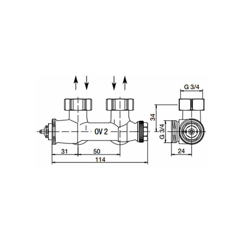 Oventrop Multiblock T anthrazit Anschluss Eckform Set Abdeckung Thermostatkopf