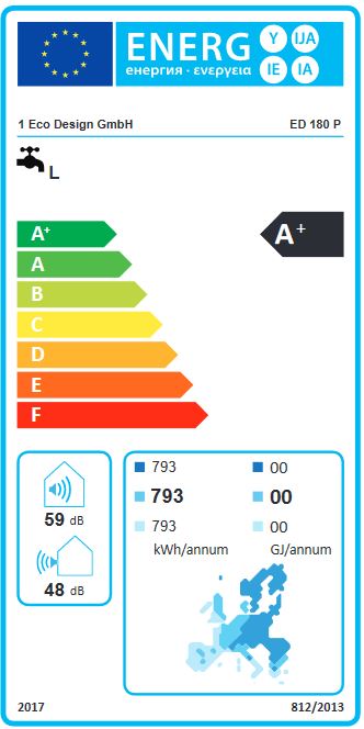 ecodesign Warmwasserwärmepumpe ED 180WL Speichervolumen 166 Liter Brauchwasser