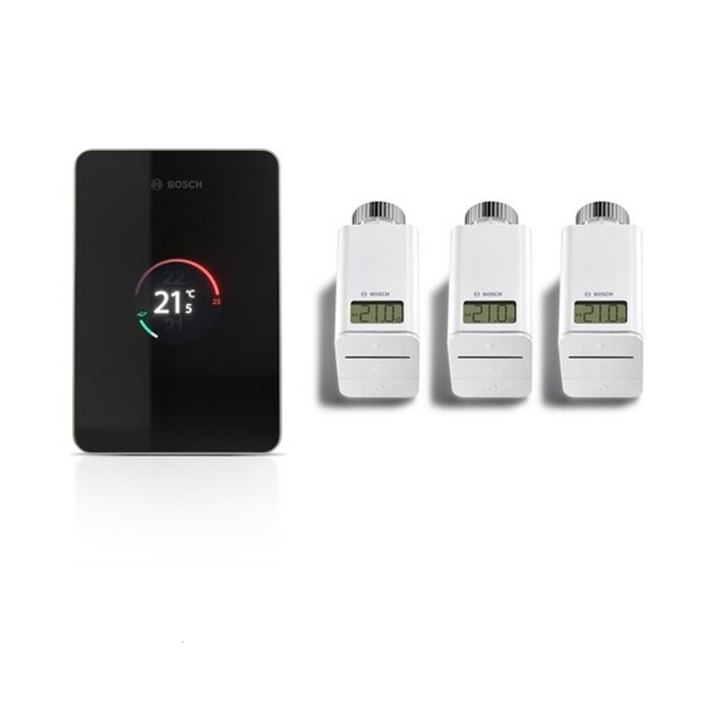 Bosch Junkers Set CT200 W-LAN Regler EasyControl Set mit 3 Funk-Thermostaten sw