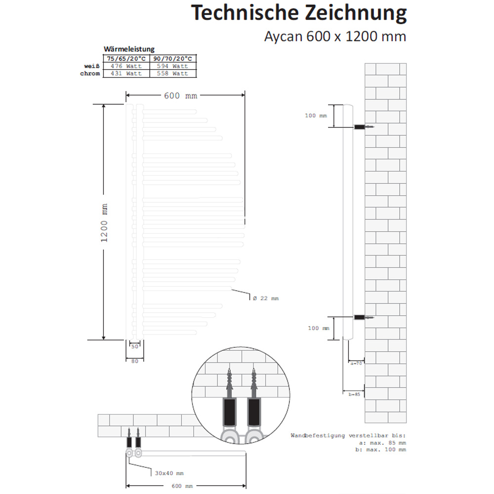 Design Badheizkörper Aycan Heizkörper Handtuchheizkörper weiß chrom