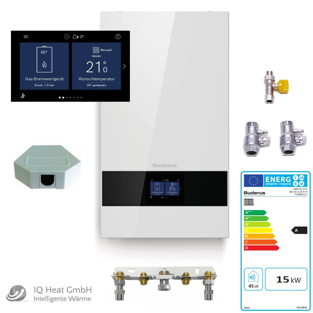 Buderus Gas Brennwertgerät Logamax plus GB172i.2 15 kW MP Regelung BC400 Zubehör