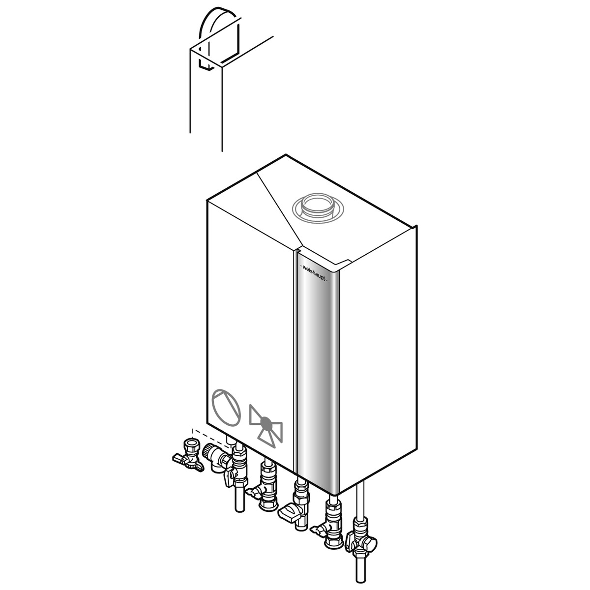 Weishaupt Paket Gas Brennwertgerät WTC-GW 32-B W Aufputz Außenfühler 894408