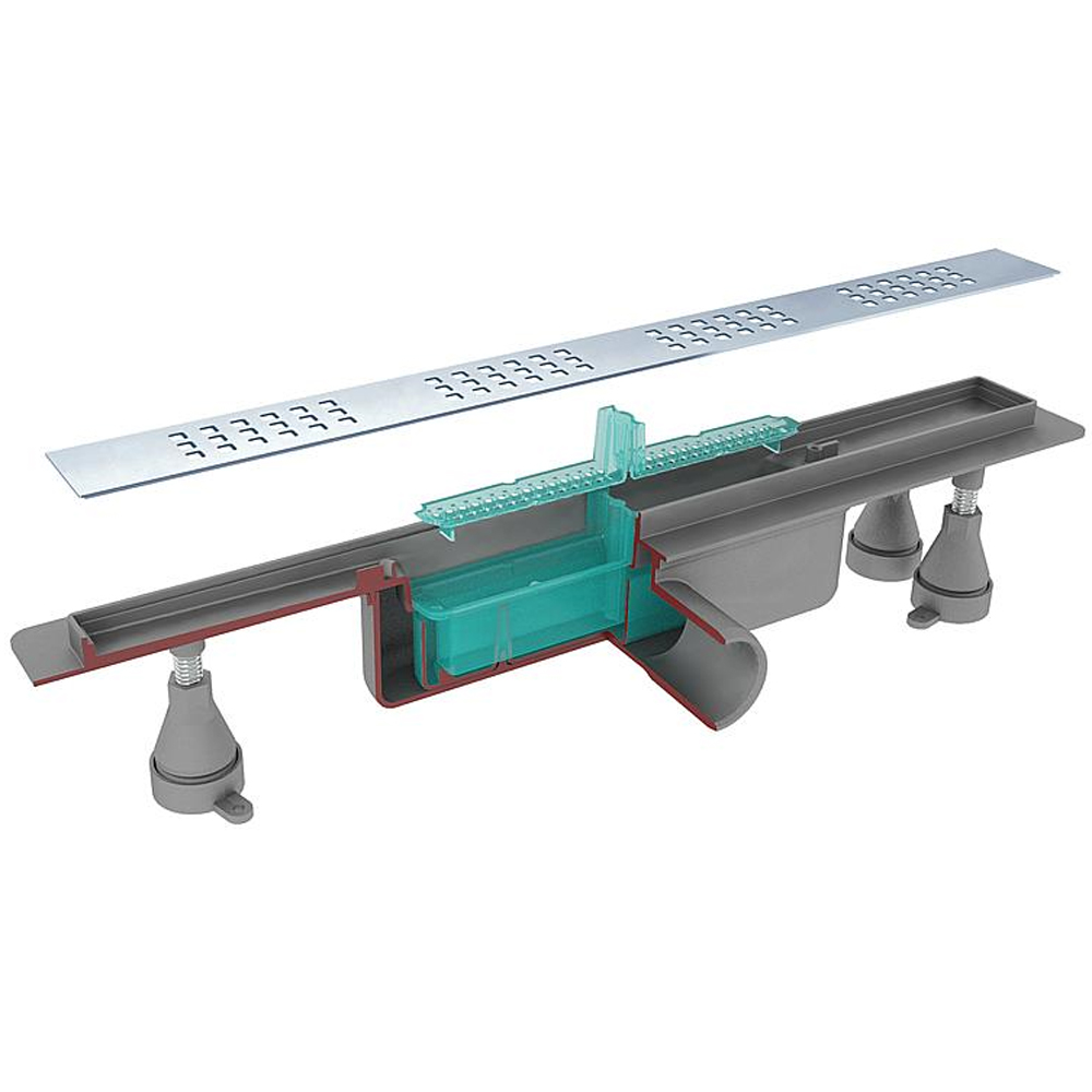 Duschrinne Basicflow inkl. 2x Rost Edelstahl 500 - 900 mm Abdichtung Bodenablauf