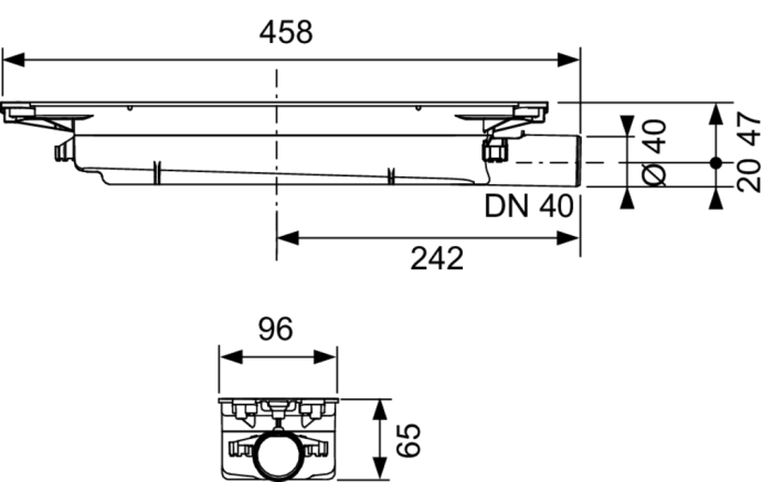 TECE TECEdrainprofile Ablauf  DN 40 Auslauf seitlich flach - 673001 Duschrinne