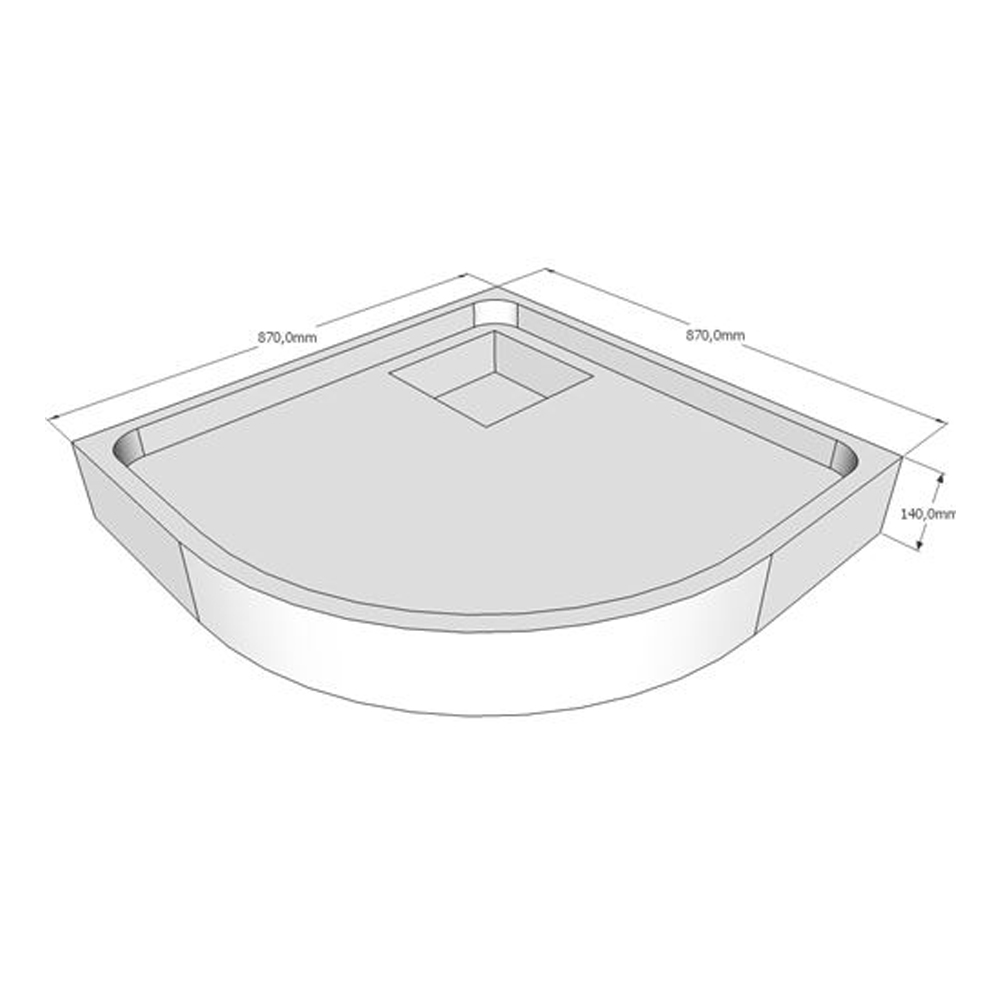 Acryl Viertelkreis Duschwanne Ramera 90 x 90 cm R55 Träger Fußgestell Tempoplex