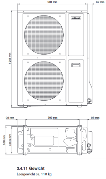 Weishaupt Luft/Wasser-Splitwärmepumpe Paket Typ WWP LS 10-B mit 7,7 kW rechts