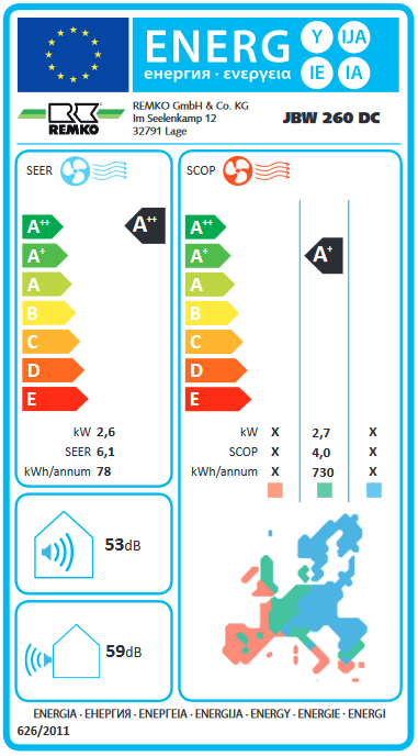 Remko Raumklimagerät JBW 350 DC 3,6 kW Klimaanlage Wandgerät Split