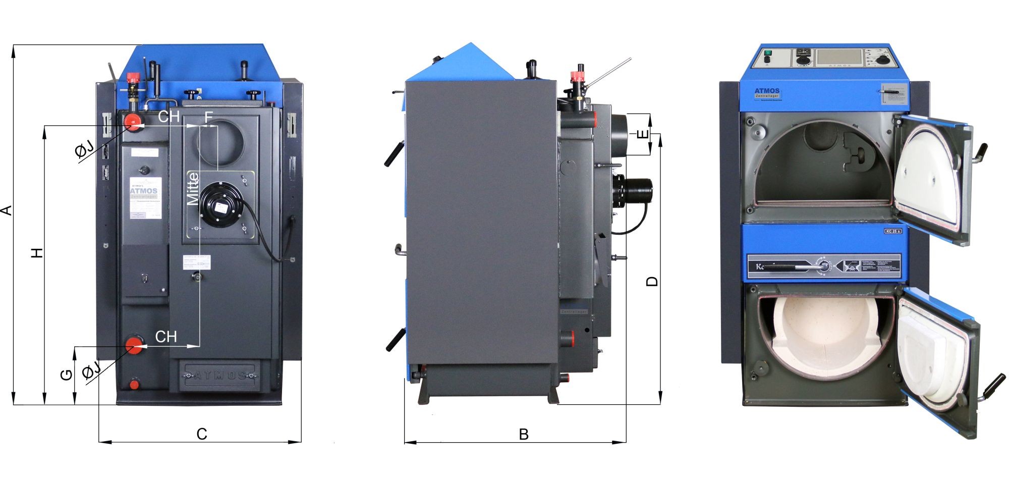 ATMOS Kohlevergaser KC25S Türanschlag Links Kohlevergaserkessel Allesfresser