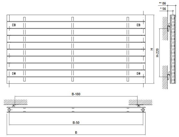 Design Paneelheizkörper horizontal - Panio anthrazit Heizkörper Badheizkörper