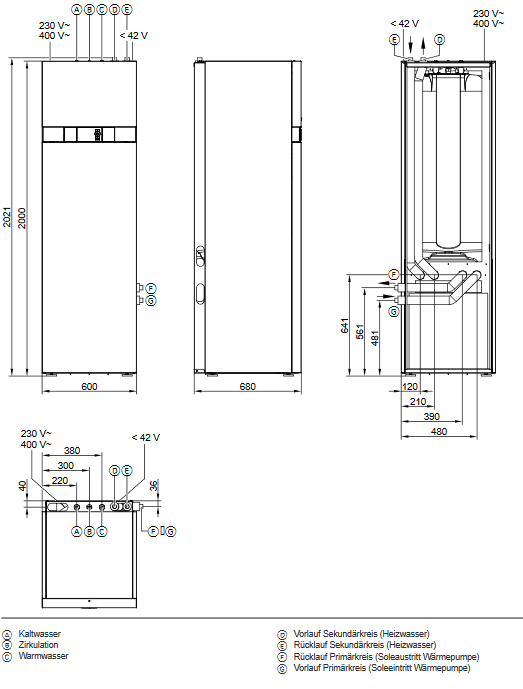 Viessmann Sole Wasser Wärmepumpe Paket Vitocal 222 G Typ BWT 221.B Puffer