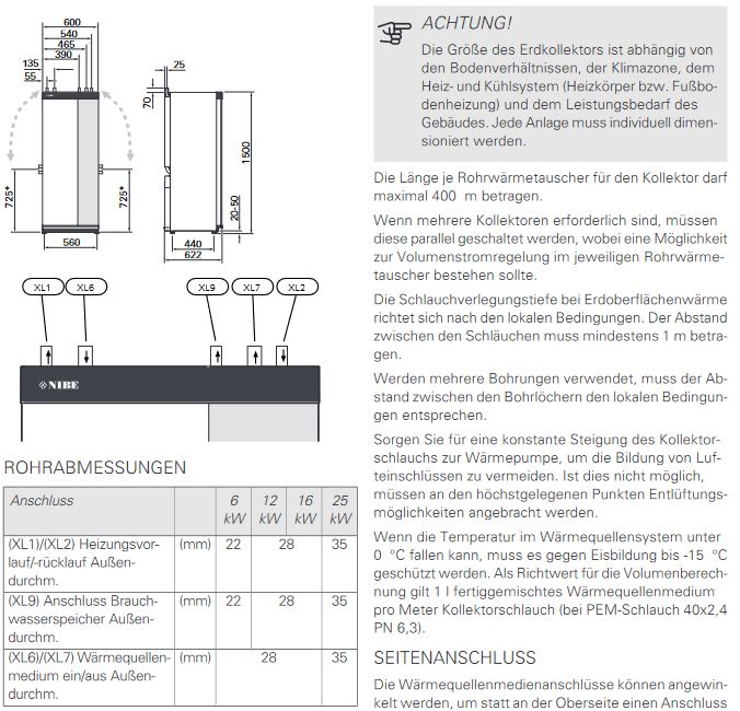 NIBE Sole Wasser Wärmepumpe S1155 6 KW 065447 modulierend 2,0 - 6,0 kW