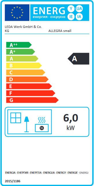 Guss Kaminofen Leda Allegra small 6 KW schwarz lackiert Werkstattofen