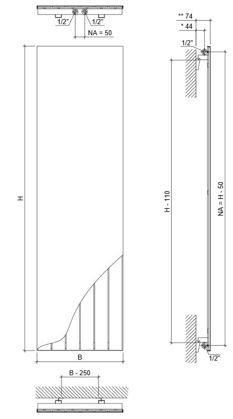 Design Paneelheizkörper Panio Plus plan Vertikalheizkörper Heizkörper Heizwand